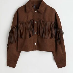 Divided dark Brown Utility Jacket with Fringe Detail E-12